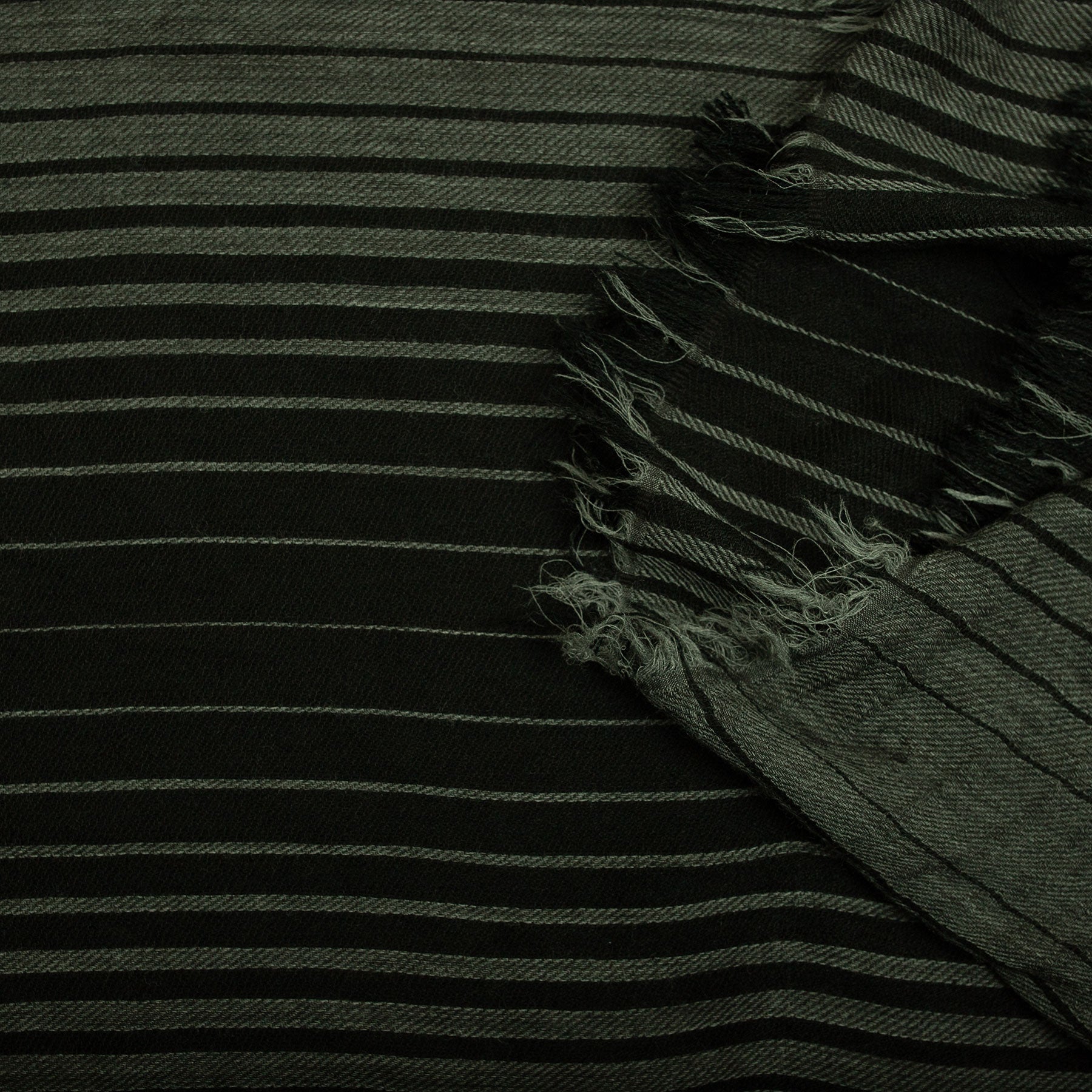 Écharpe rayée noire en laine et coton