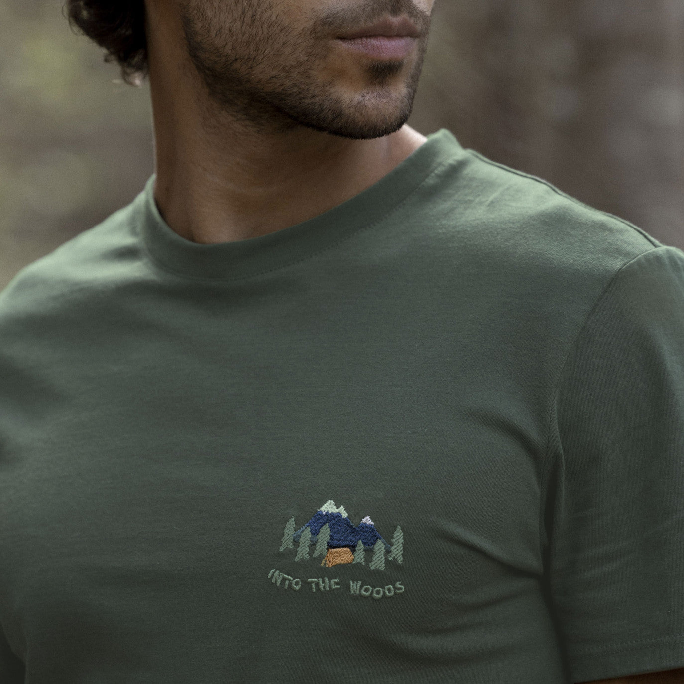 T-Shirt Into the Woods kaki faguo